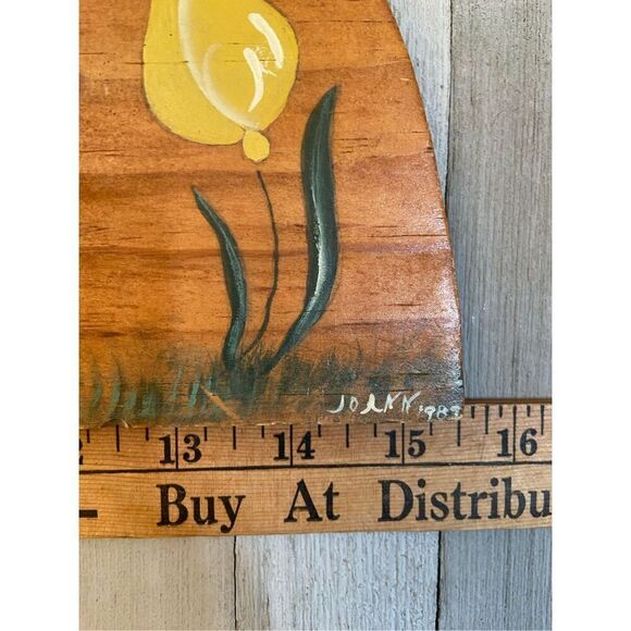 Vintage 1998 Handmade Hand Painted Wooden Hanging Sign Barn & Pond Scene Signed - Picture 6 of 8